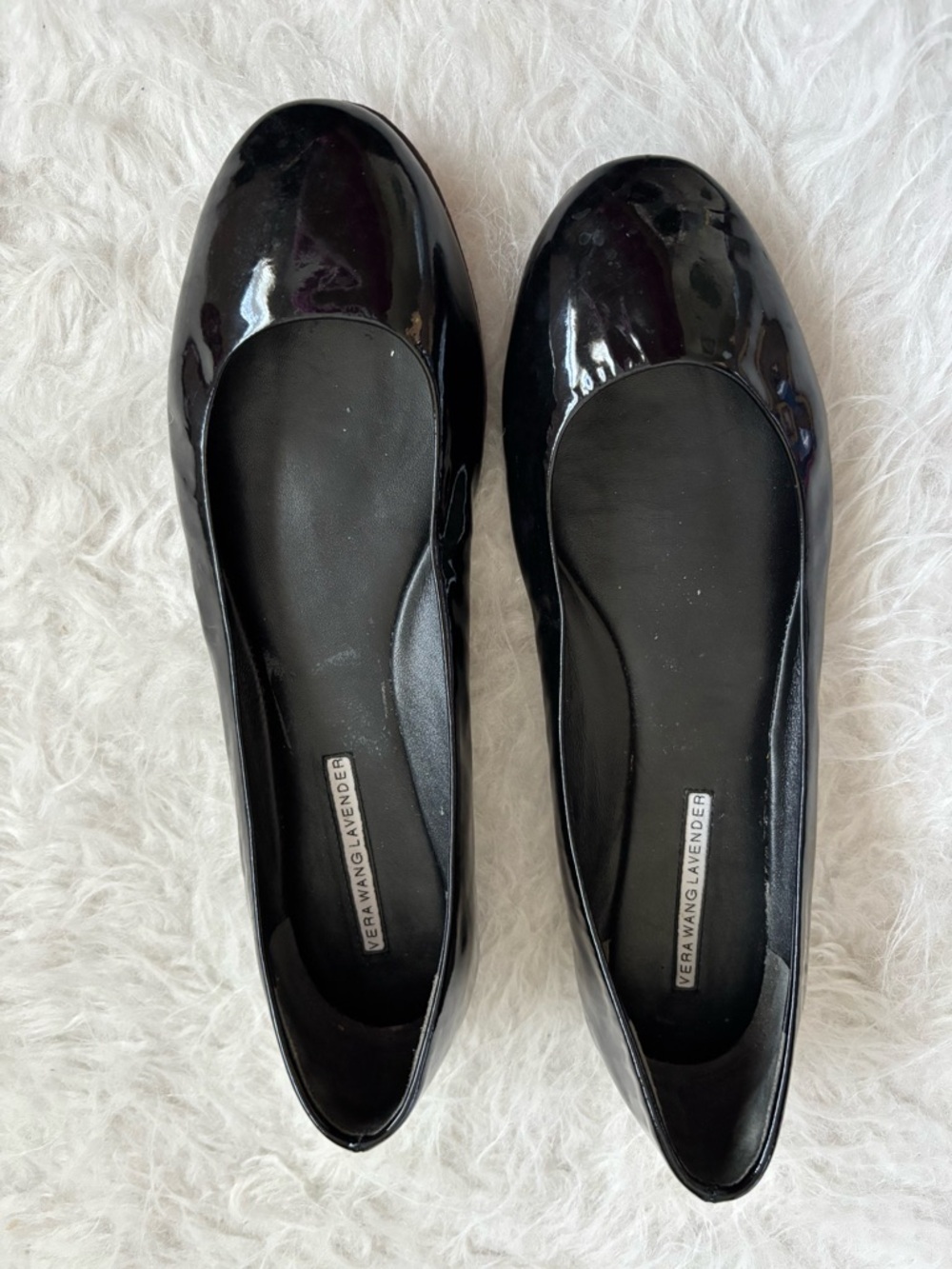 Vera Wang Lavender Label Black Patent Leather Ballet Flats